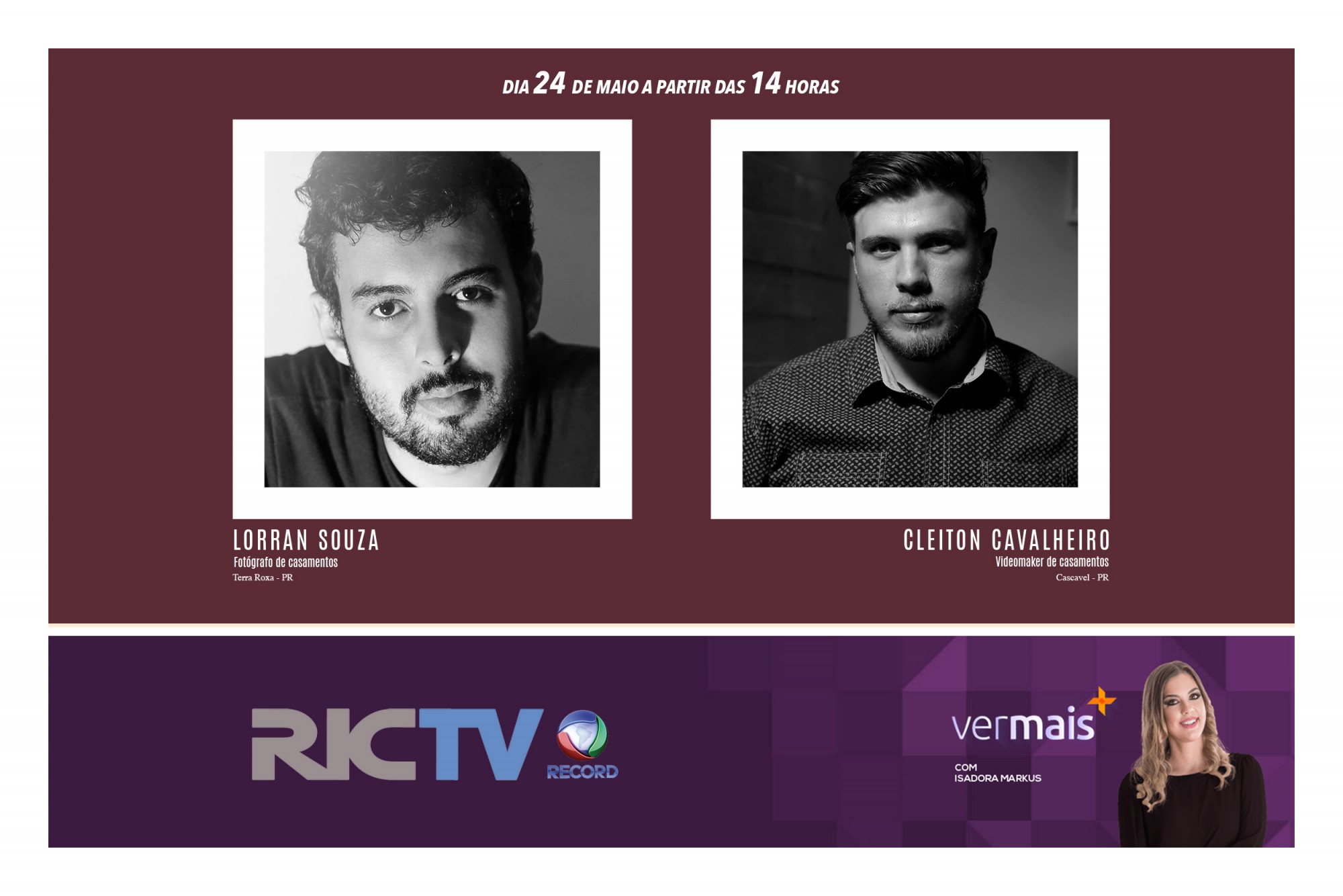 Lorran Souza e Cleiton Cavalheiro em entrevista para programa ver mais da rede record e ric tv